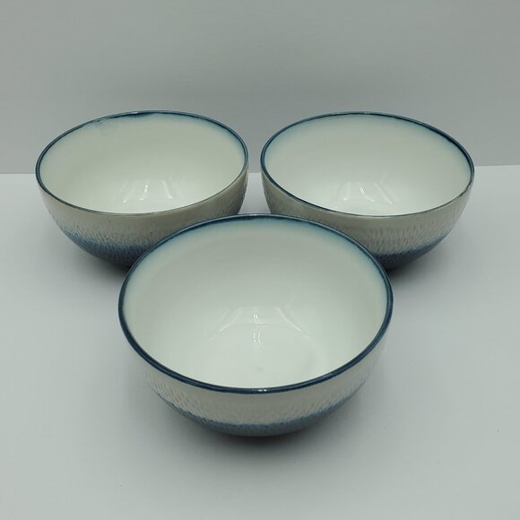 Pfaltzgraff Eclipse Blue Soup Cereal Bowls White Blue Textured Stoneware Bowls - Picture 2 of 7